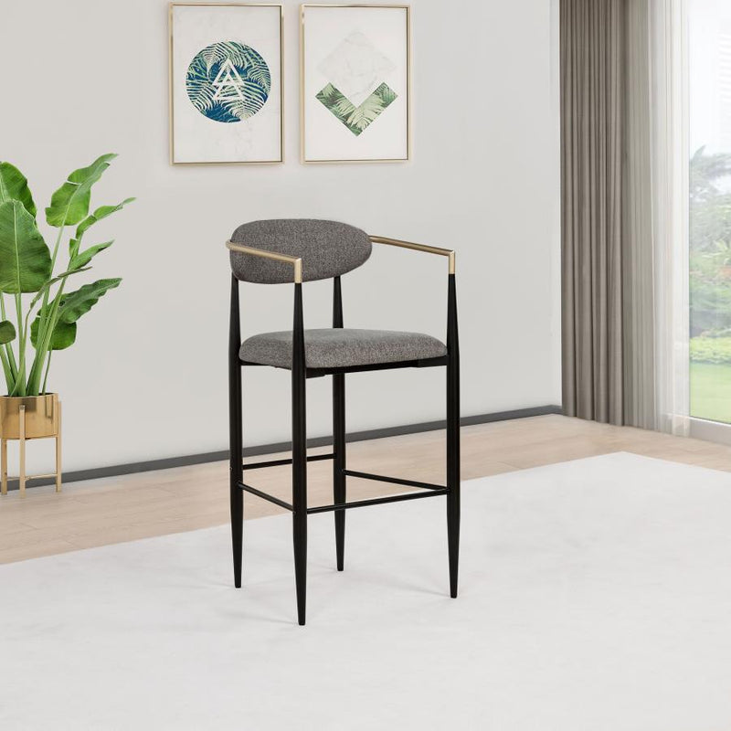 Tina Fabric Upholstered Bar Chair Dark Grey (Set of 2)-zoom-