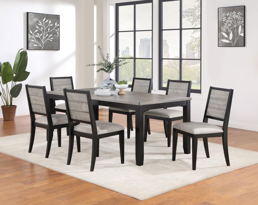 Elodie 7-piece Rectangular Extension Leaf Dining Set Black-zoom-1