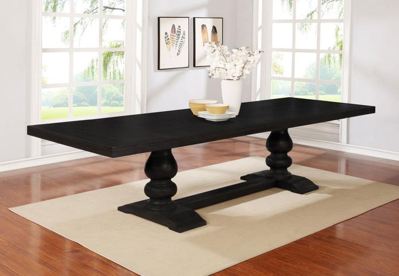 Phelps 123-inch Extension Leaf Dining Table Distressed Noir-zoom-