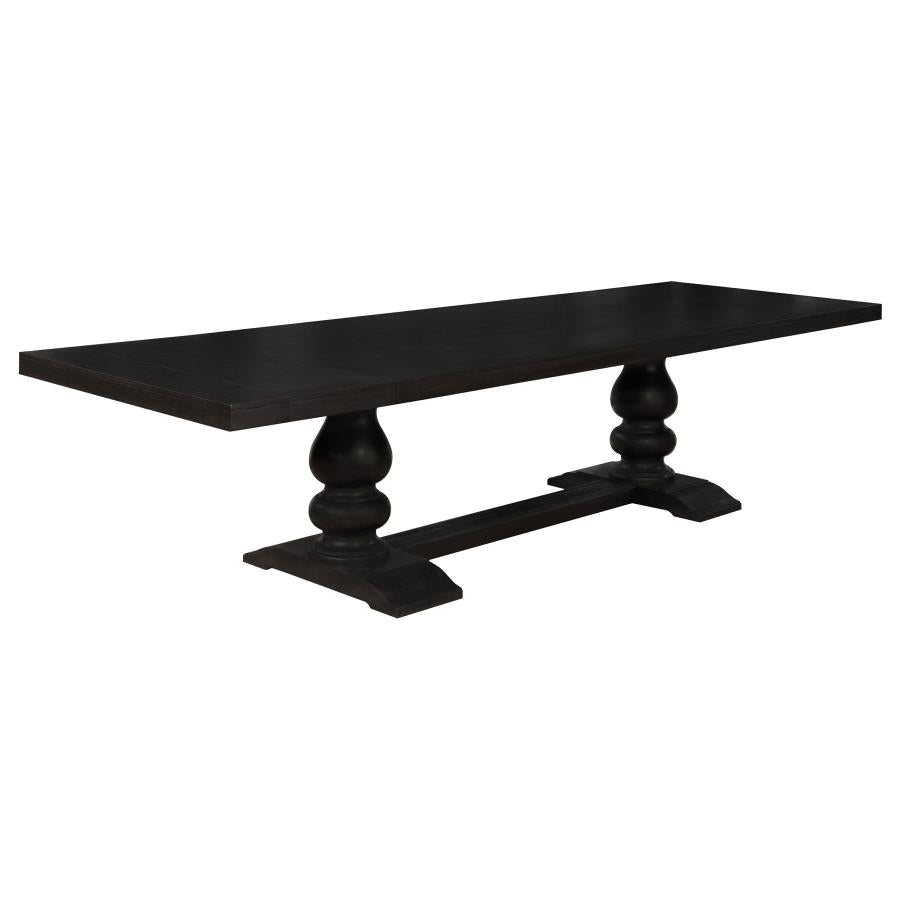 Phelps 123-inch Extension Leaf Dining Table Distressed Noir-zoom-1