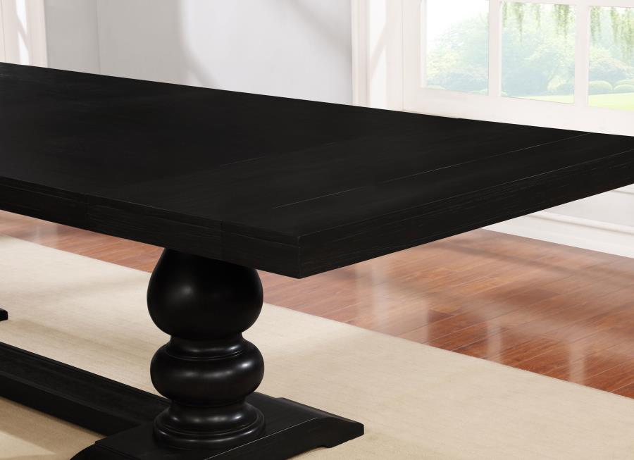 Phelps 123-inch Extension Leaf Dining Table Distressed Noir-5