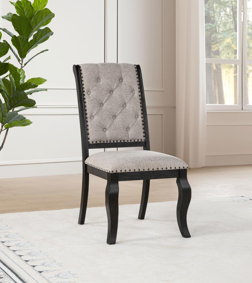 Phelps Upholstered Dining Side Chair Tobacco and Distressed Noir-2