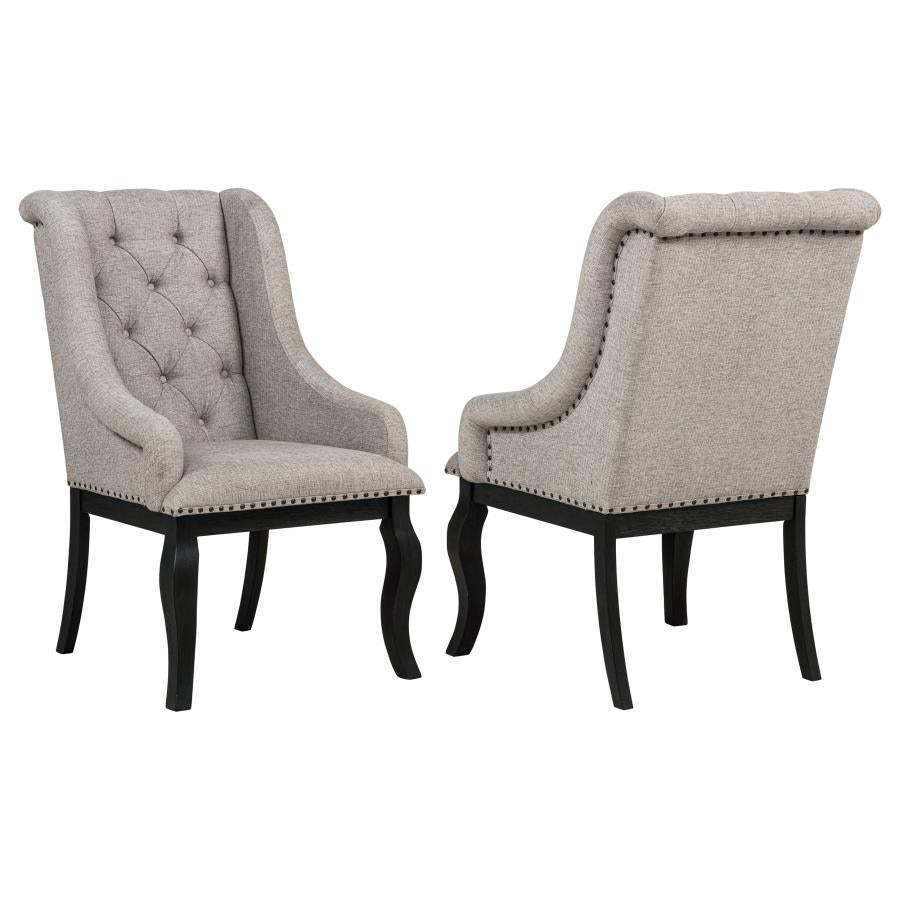 Phelps Upholstered Dining Arm Chair Tobacco and Distressed Noir-1