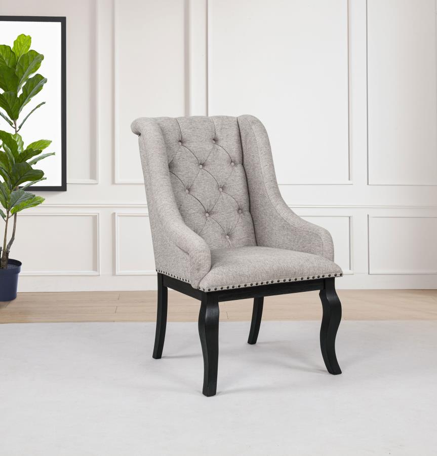 Phelps Upholstered Dining Arm Chair Tobacco and Distressed Noir-2