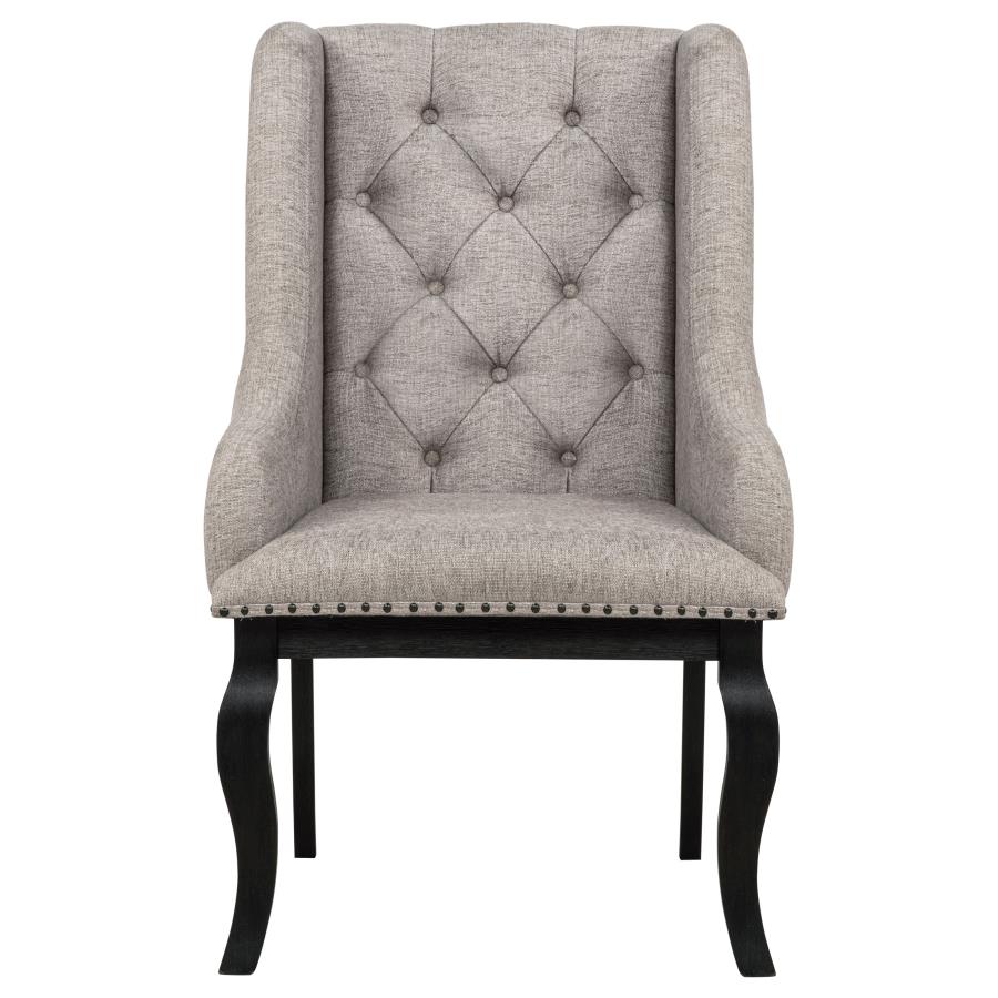 Phelps Upholstered Dining Arm Chair Tobacco and Distressed Noir-4