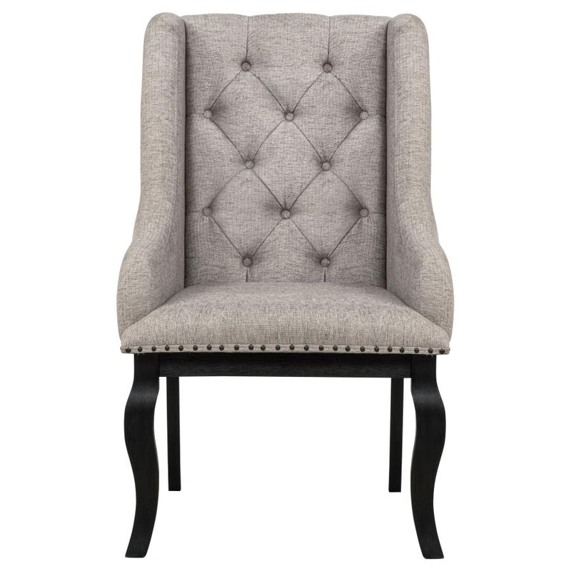 Phelps Upholstered Dining Arm Chair Tobacco and Distressed Noir-zoom-