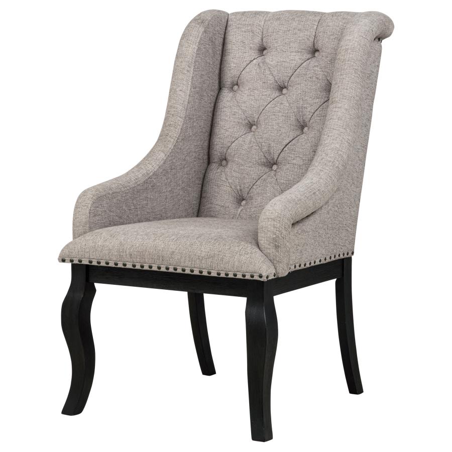 Phelps Upholstered Dining Arm Chair Tobacco and Distressed Noir-5