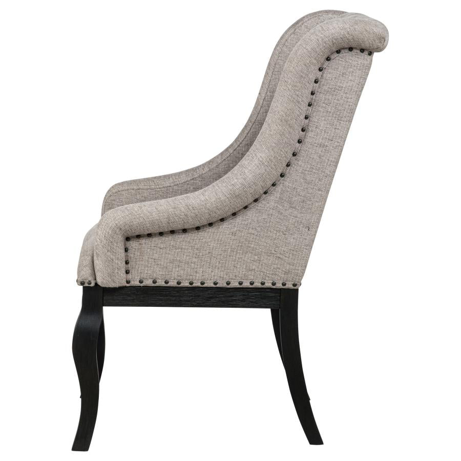 Phelps Upholstered Dining Arm Chair Tobacco and Distressed Noir-6