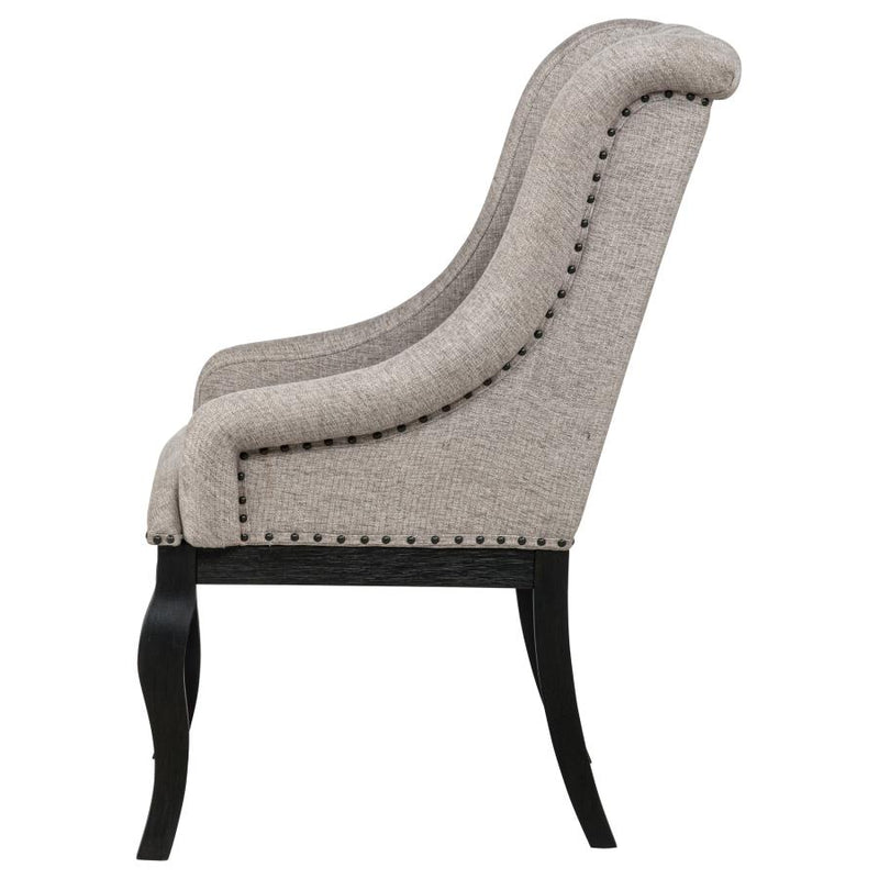Phelps Upholstered Dining Arm Chair Tobacco and Distressed Noir-zoom-
