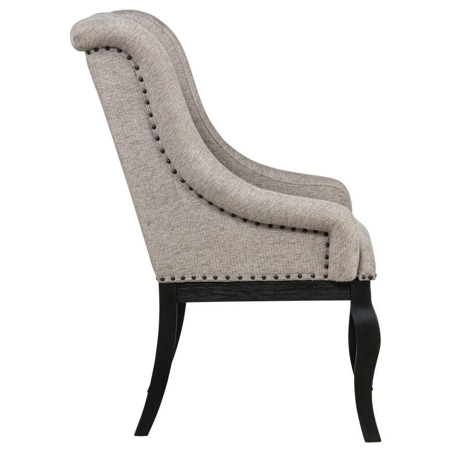 Phelps Upholstered Dining Arm Chair Tobacco and Distressed Noir-10