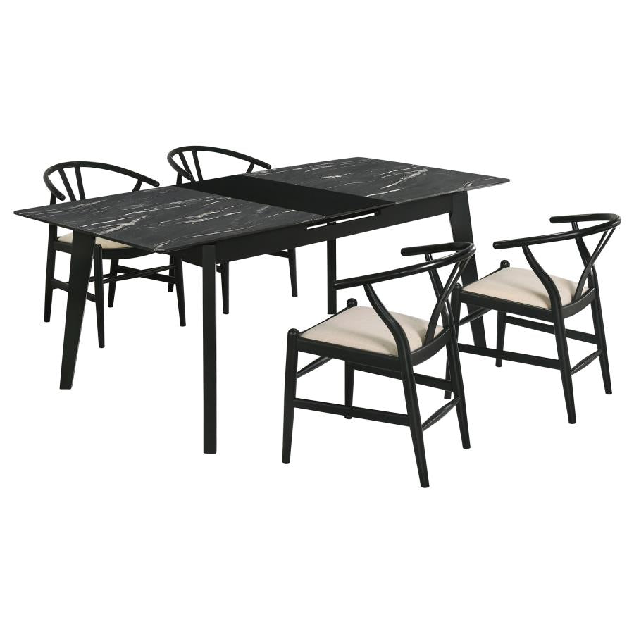 Crestmont 5-piece Extension Leaf Dining Table Set Black-2