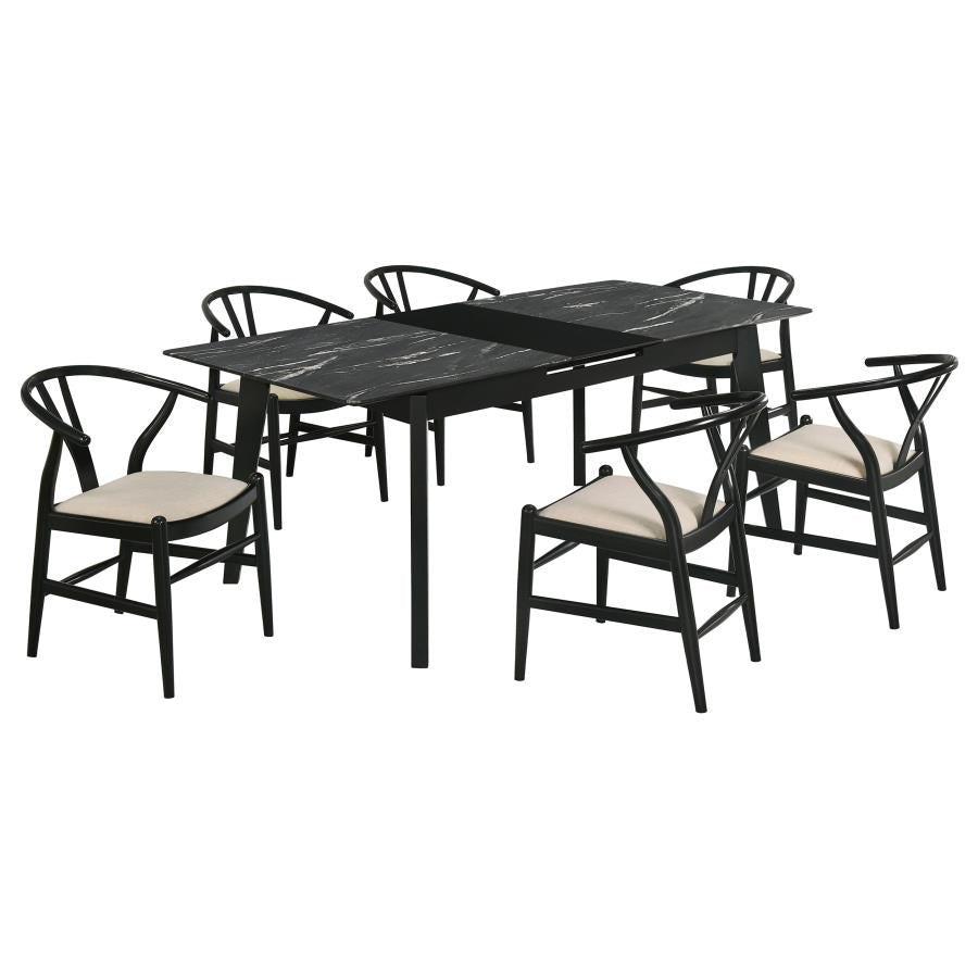 Crestmont 7-piece Extension Leaf Dining Table Set Black-2