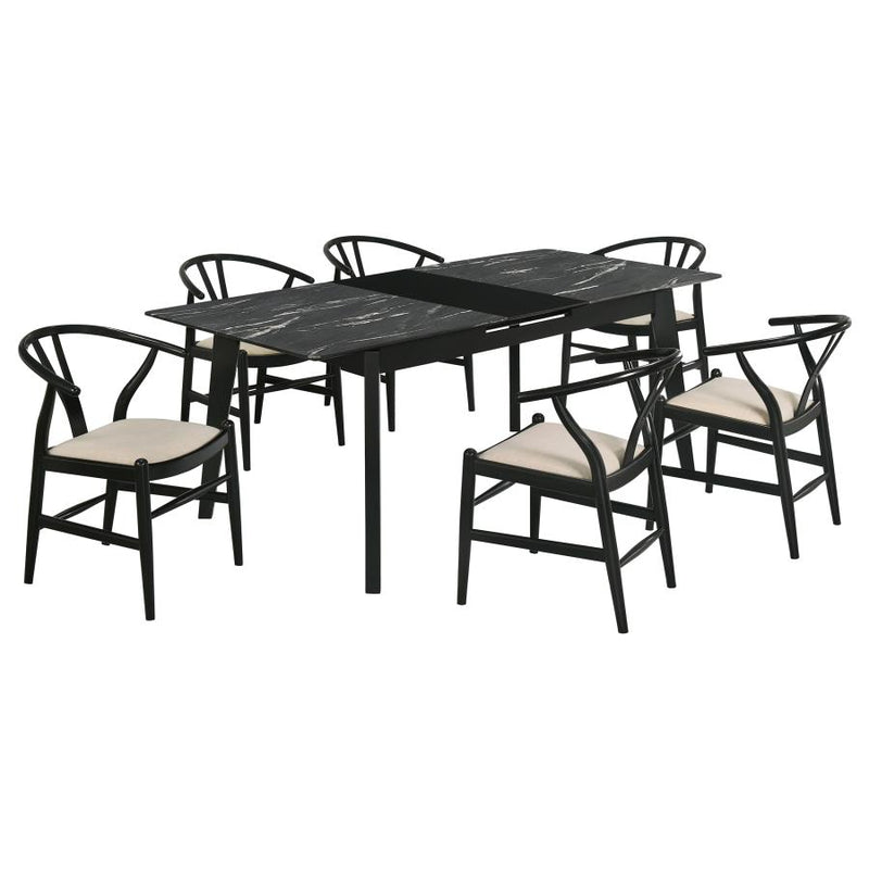 Crestmont 7-piece Extension Leaf Dining Table Set Black-zoom-