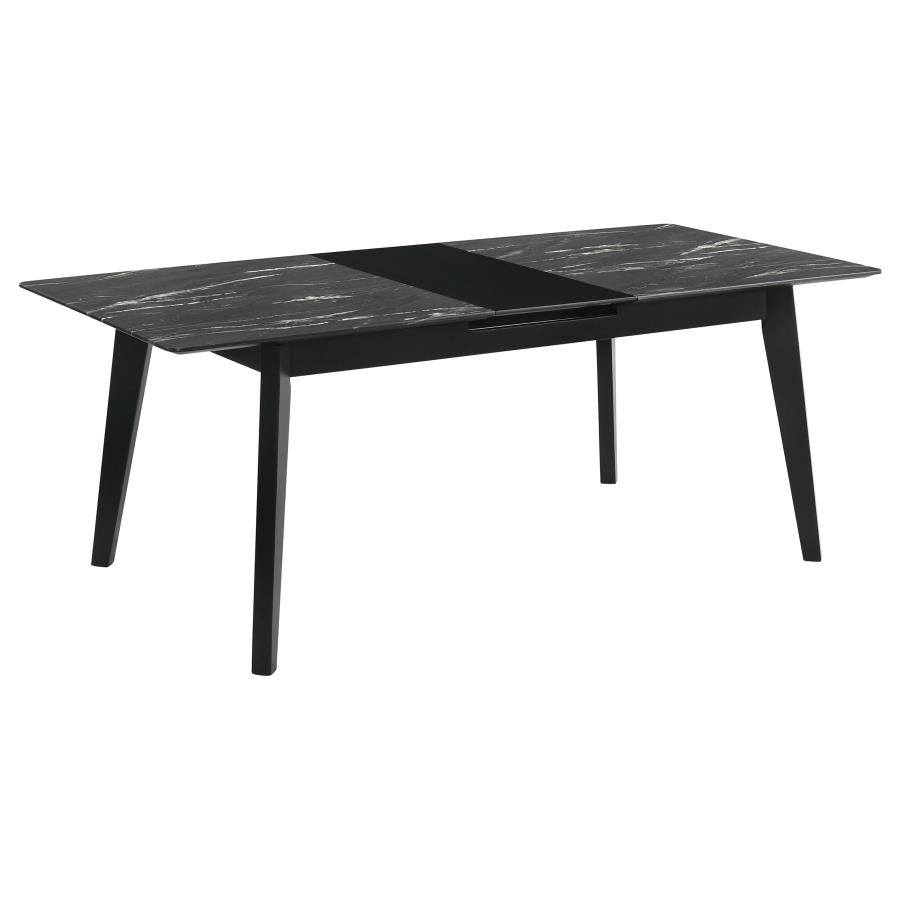 Crestmont 78-inch Extension Dining Table Black Faux Marble-1