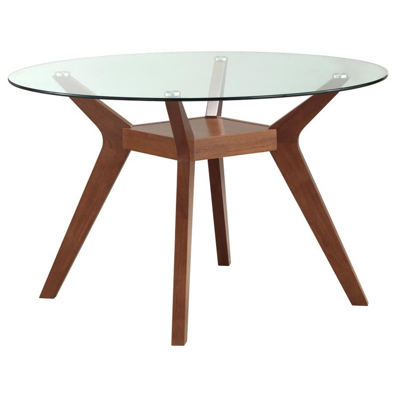 Paxton 5-piece Round Glass Top Dining Table Set Brown-zoom-