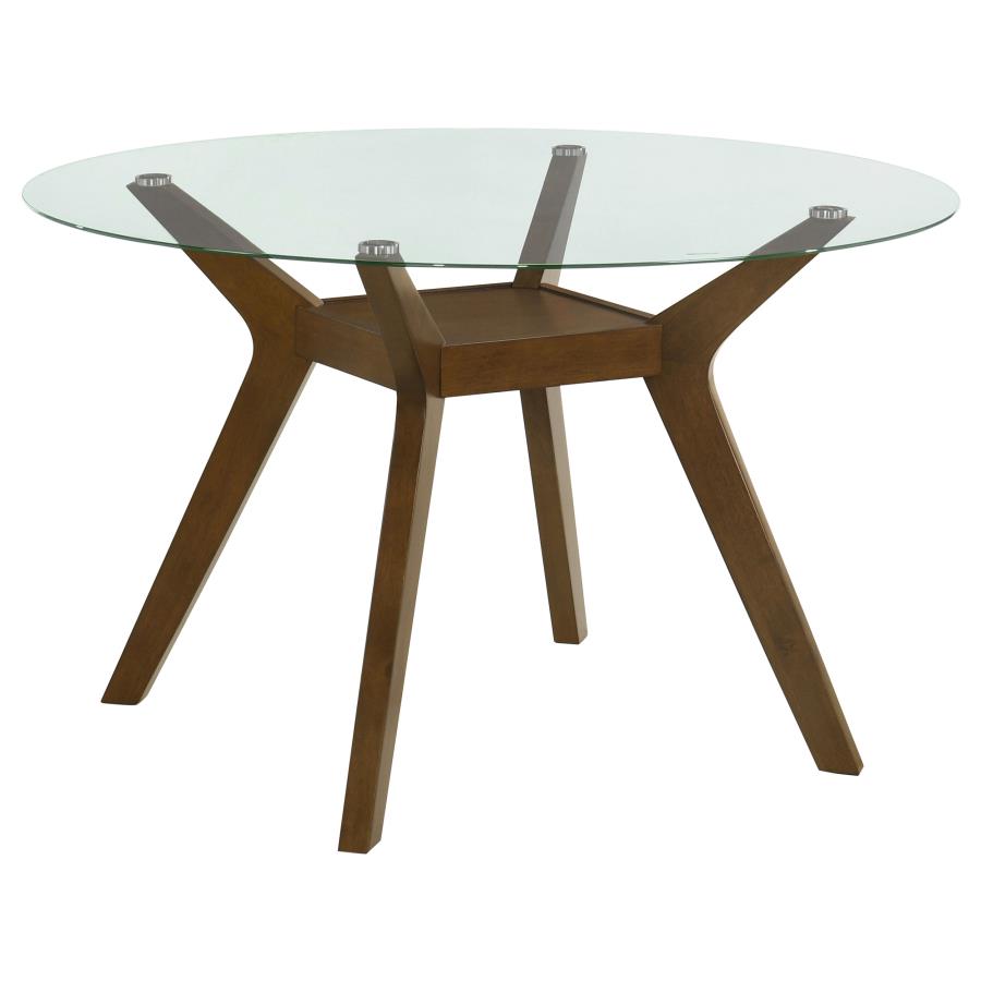 Paxton Round 48-inch Glass Top Wood Dining Table Brown-1
