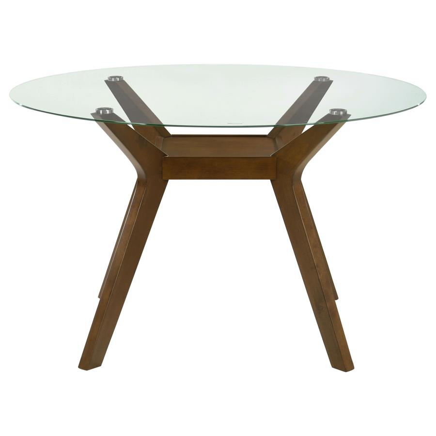 Paxton Round 48-inch Glass Top Wood Dining Table Brown-zoom-3