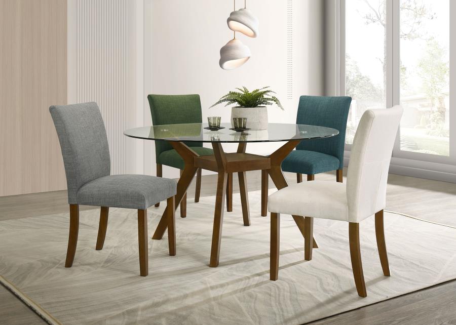 Paxton Round 48-inch Glass Top Wood Dining Table Brown-zoom-7