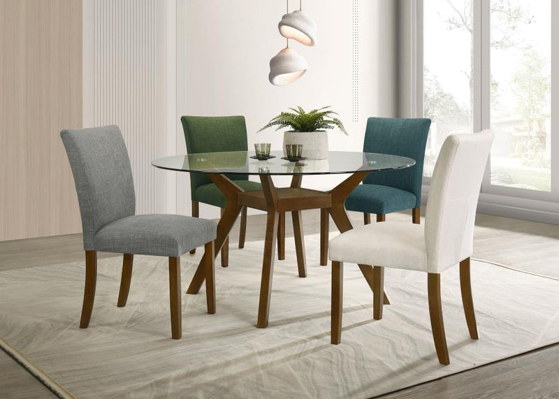 Paxton Round 48-inch Glass Top Wood Dining Table Brown-zoom-