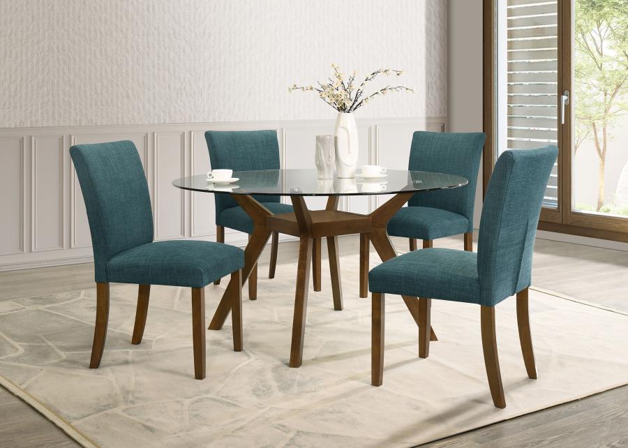 Paxton Round 48-inch Glass Top Wood Dining Table Brown-zoom-8