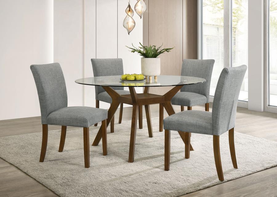 Paxton Round 48-inch Glass Top Wood Dining Table Brown-zoom-10