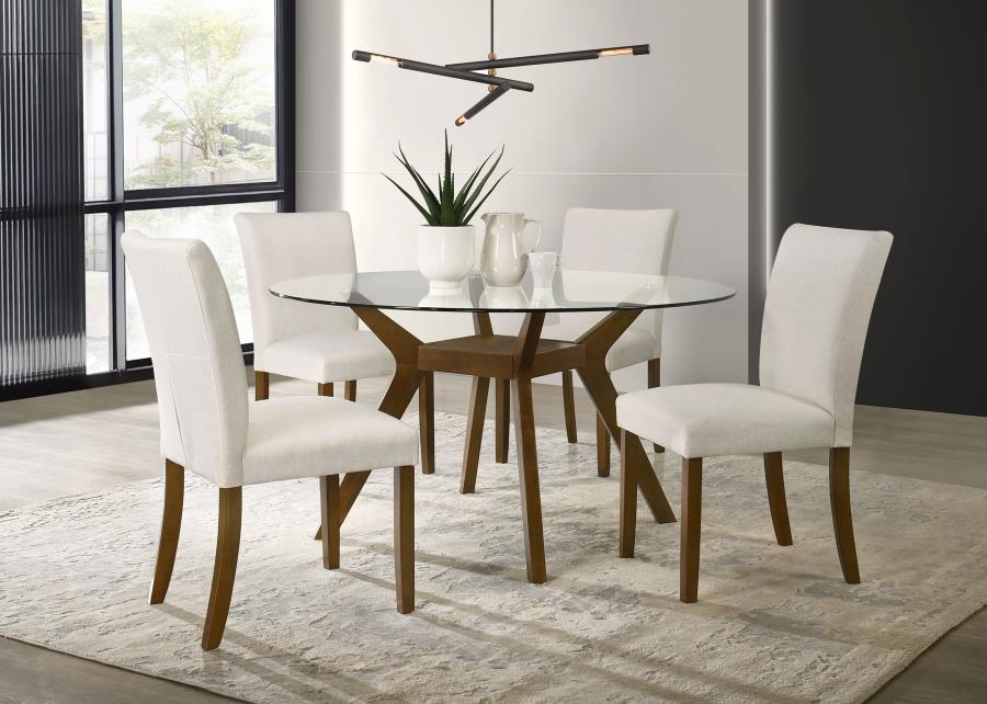 Paxton Round 48-inch Glass Top Wood Dining Table Brown-11