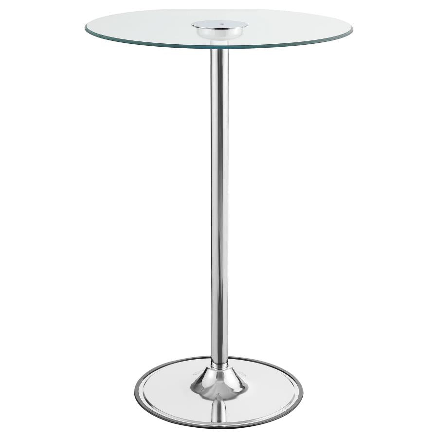 Thea Round 28-inch Glass Top LED Bistro Bar Table Chrome-1