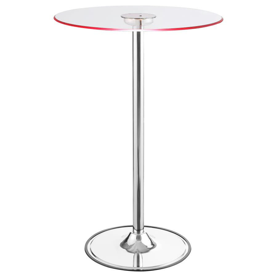 Thea Round 28-inch Glass Top LED Bistro Bar Table Chrome-3