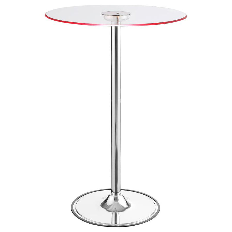 Thea Round 28-inch Glass Top LED Bistro Bar Table Chrome-zoom-