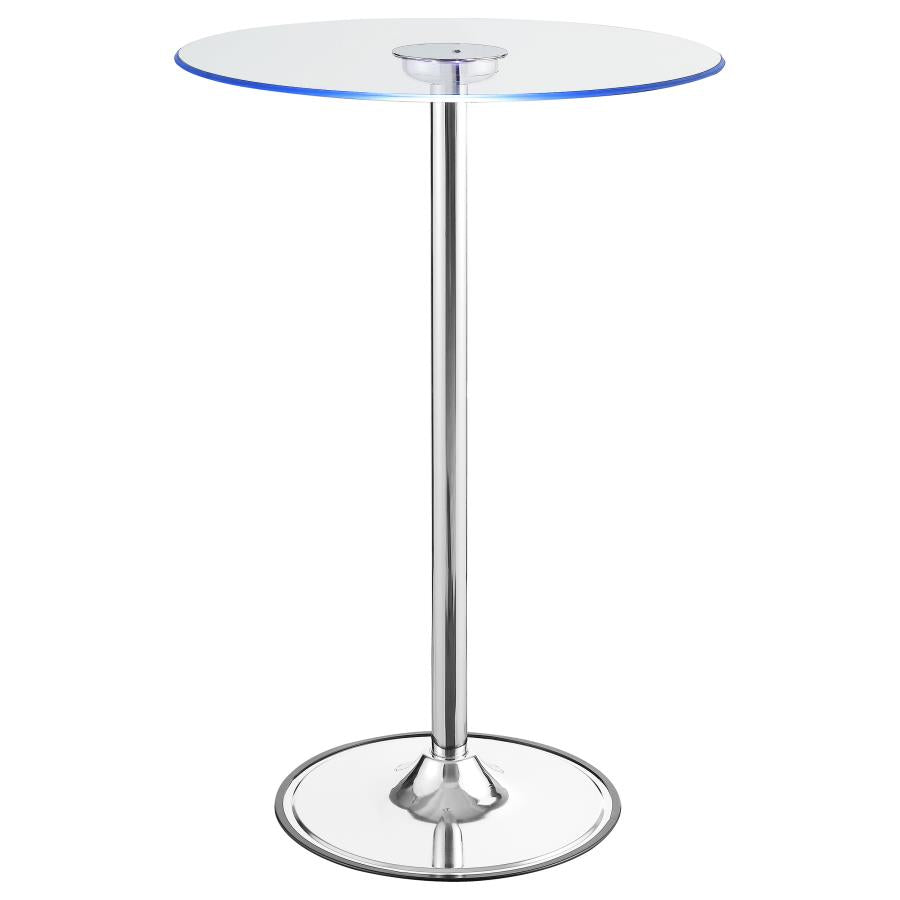 Thea Round 28-inch Glass Top LED Bistro Bar Table Chrome-4