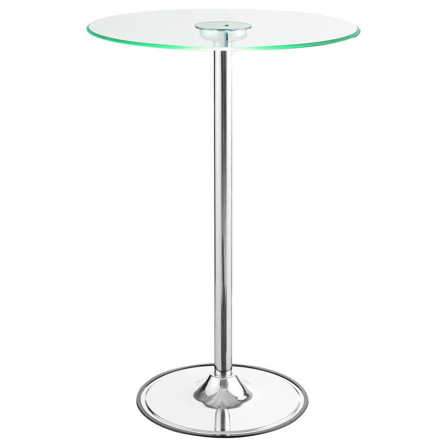Thea Round 28-inch Glass Top LED Bistro Bar Table Chrome-5