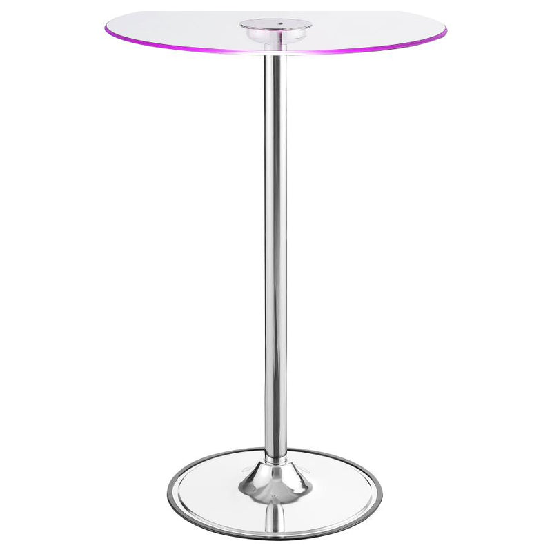 Thea Round 28-inch Glass Top LED Bistro Bar Table Chrome-zoom-