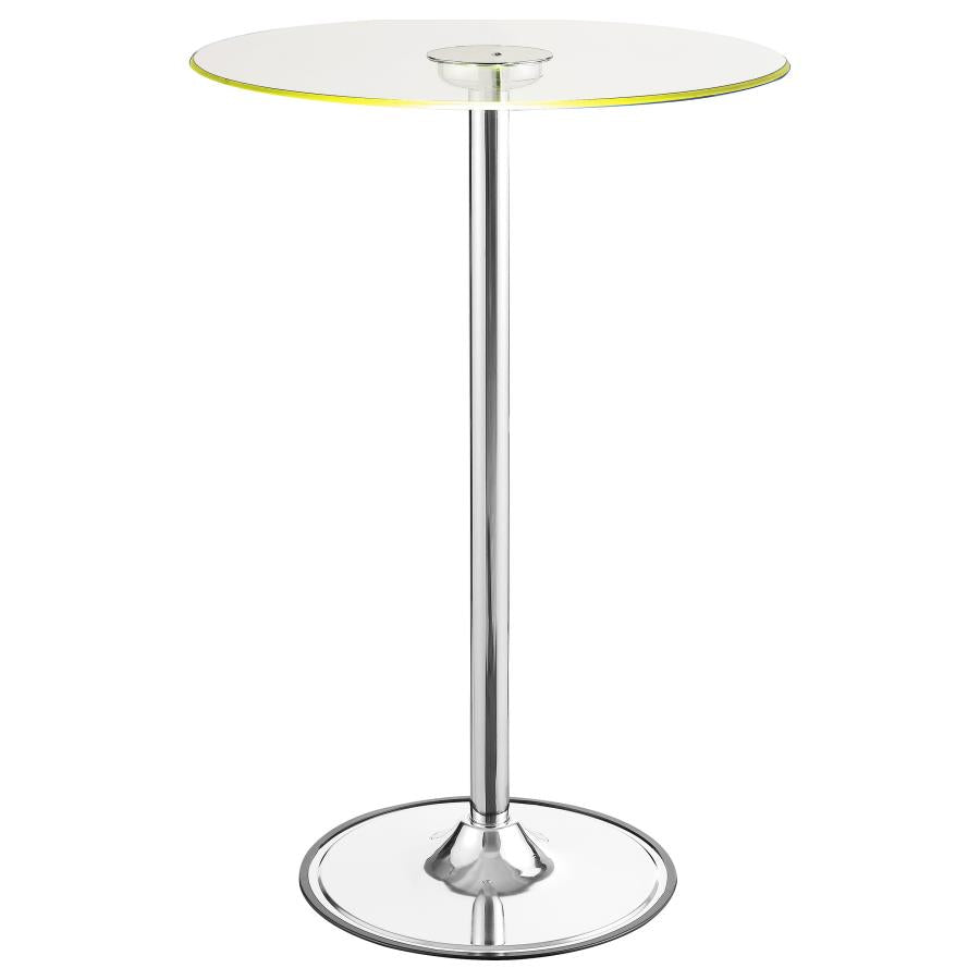 Thea Round 28-inch Glass Top LED Bistro Bar Table Chrome-7