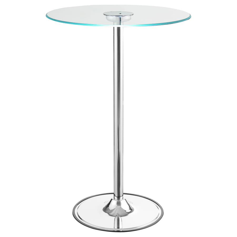 Thea Round 28-inch Glass Top LED Bistro Bar Table Chrome-8