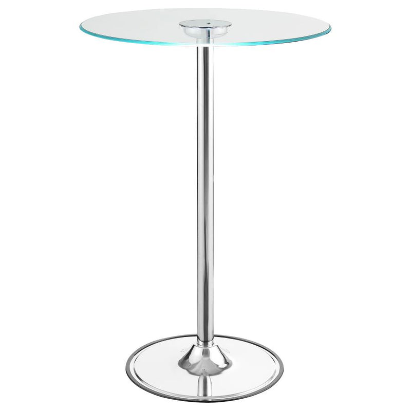 Thea Round 28-inch Glass Top LED Bistro Bar Table Chrome-zoom-