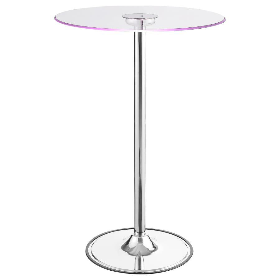 Thea Round 28-inch Glass Top LED Bistro Bar Table Chrome-zoom-9