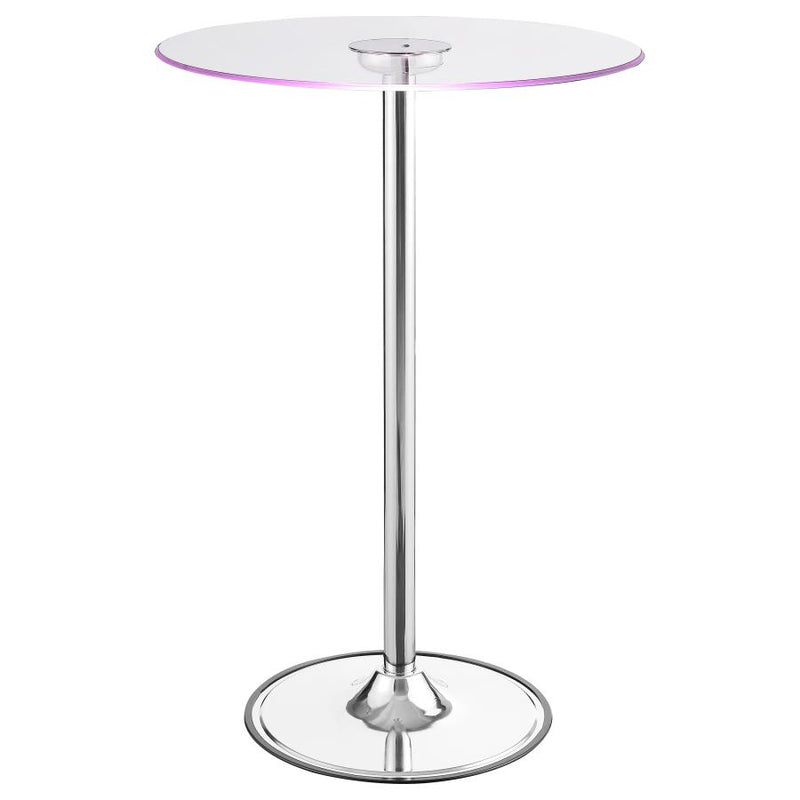 Thea Round 28-inch Glass Top LED Bistro Bar Table Chrome-zoom-