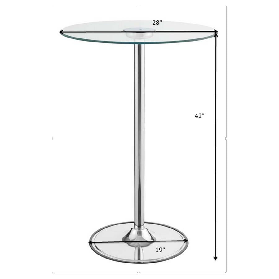 Thea Round 28-inch Glass Top LED Bistro Bar Table Chrome-10