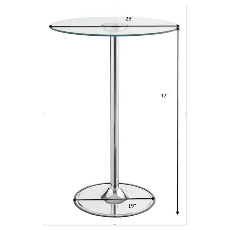 Thea Round 28-inch Glass Top LED Bistro Bar Table Chrome-zoom-