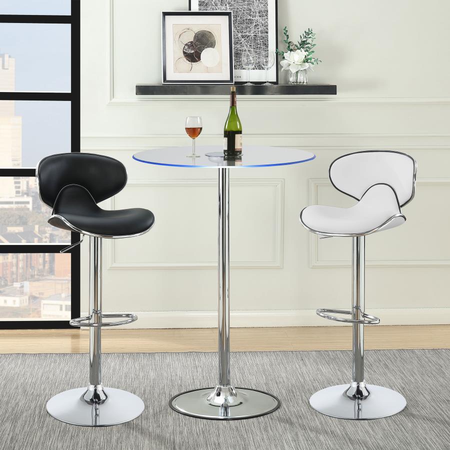 Thea Round 28-inch Glass Top LED Bistro Bar Table Chrome-11