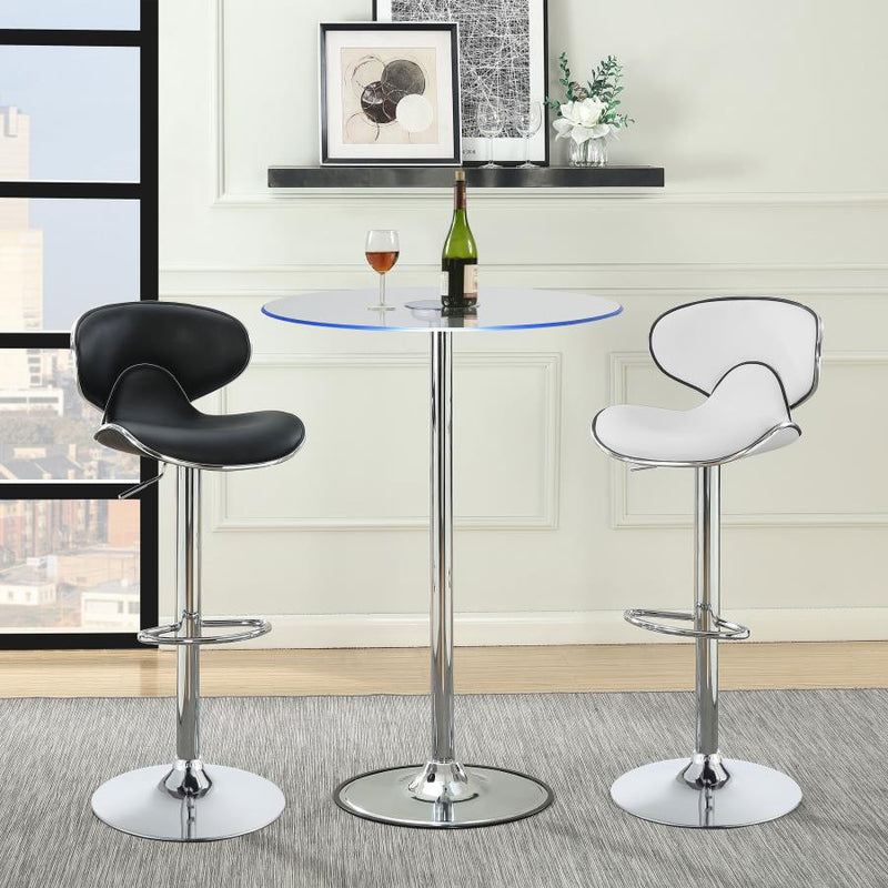 Thea Round 28-inch Glass Top LED Bistro Bar Table Chrome-zoom-