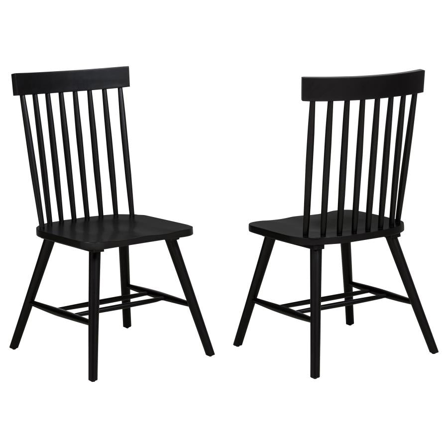 Andrews Windsor Spindle Back Dining Side Chair Black (Set of 2)-zoom-1