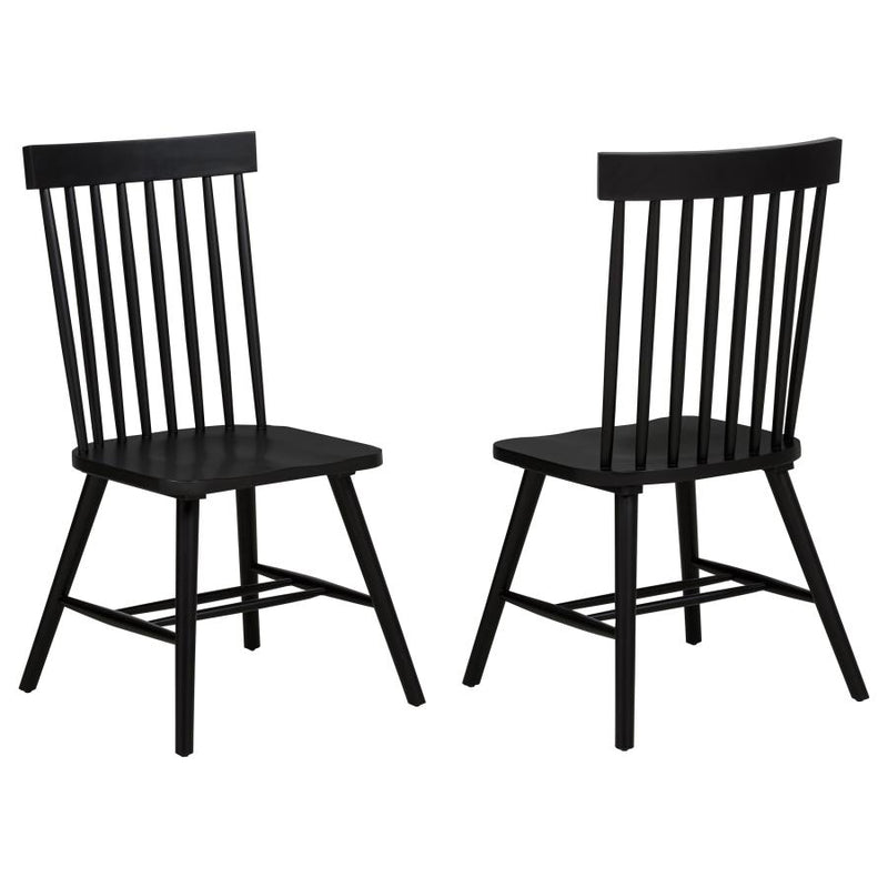 Andrews Windsor Spindle Back Dining Side Chair Black (Set of 2)-zoom-