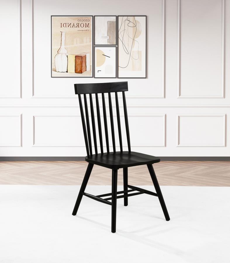 Andrews Windsor Spindle Back Dining Side Chair Black (Set of 2)-2