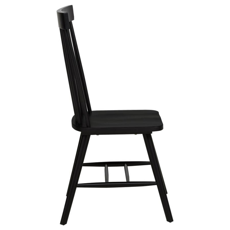 Andrews Windsor Spindle Back Dining Side Chair Black (Set of 2)-zoom-