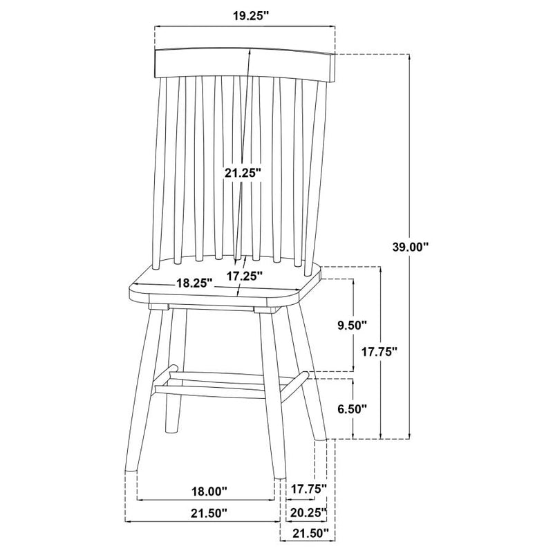 Andrews Windsor Spindle Back Dining Side Chair Black (Set of 2)-zoom-
