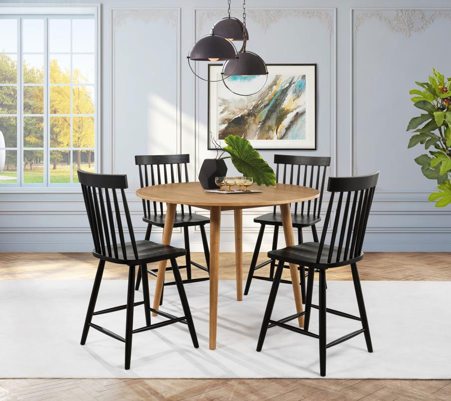 Andrews 5-piece Round Counter Dining Set Light Ash and Black-zoom-1