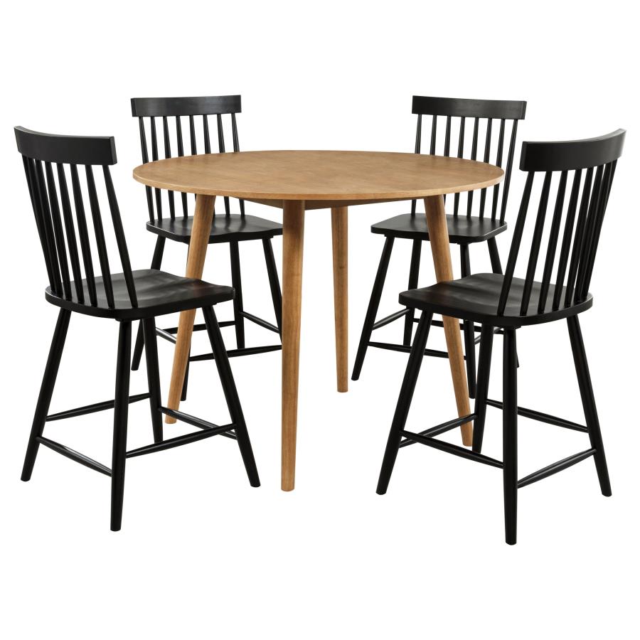Andrews 5-piece Round Counter Dining Set Light Ash and Black-2