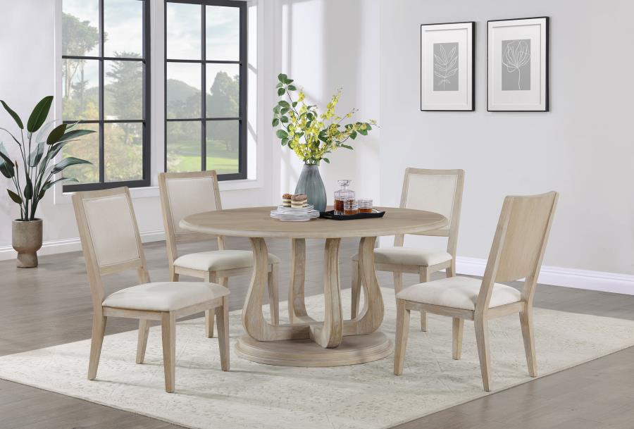 Trofello 5-piece Round Dining Table Set White Washed-zoom-1