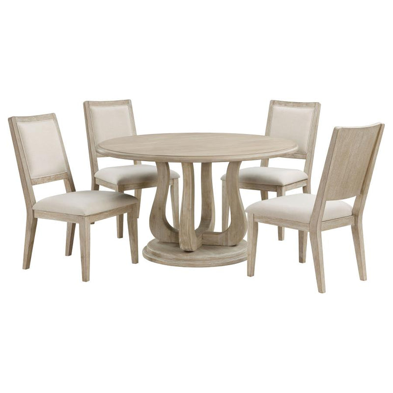 Trofello 5-piece Round Dining Table Set White Washed-zoom-